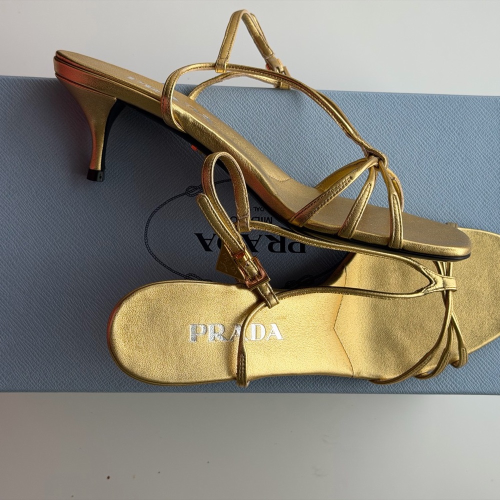 Prada Gold Strappy Sandals - Picture 3 of 6